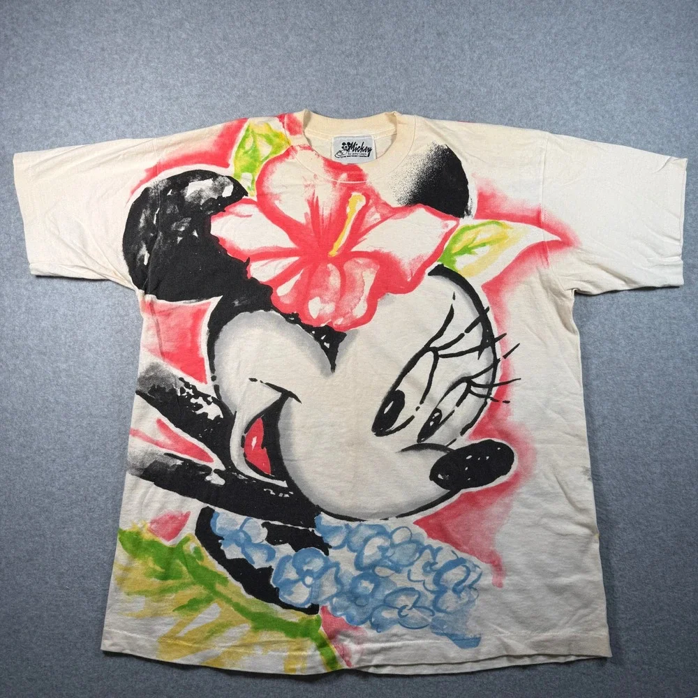 Mickey & Co T‑Shirt Men's XL Beige Minnie Mouse Graphic USA Made Jerry Leigh 90s - Picture 1 of 7